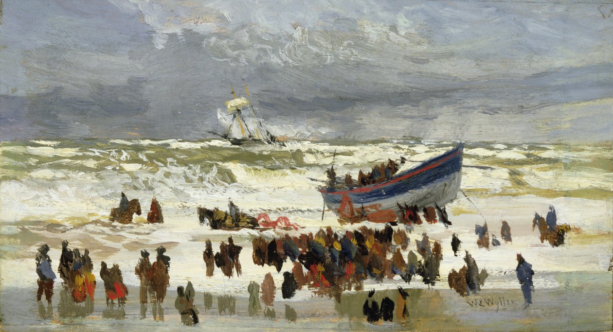 Lanceringen af redningsbåden af William Lionel Wyllie