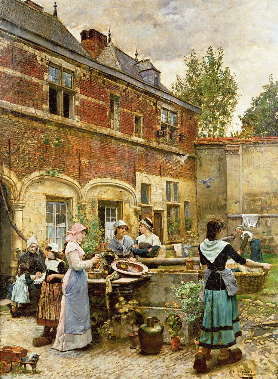Almuhuse, Antwerpen, 1880 af William Logsdail