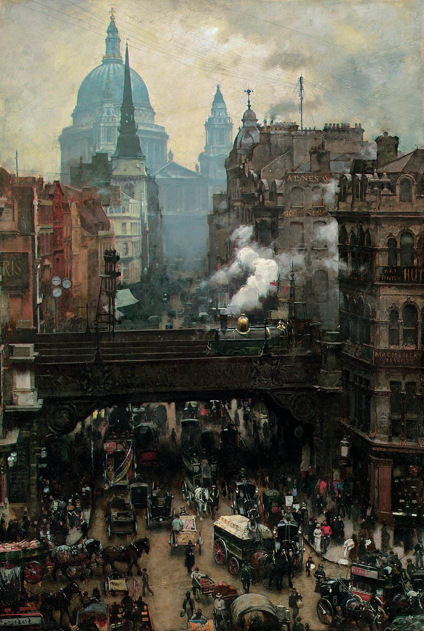St. Paul"s og Ludgate Hill, ca. 1887 af William Logsdail
