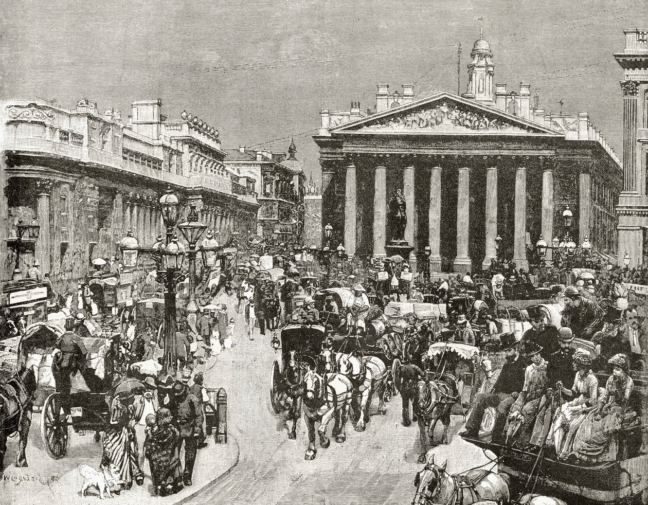 Bank of England og Royal Exchange i det nittende århundrede, fra 