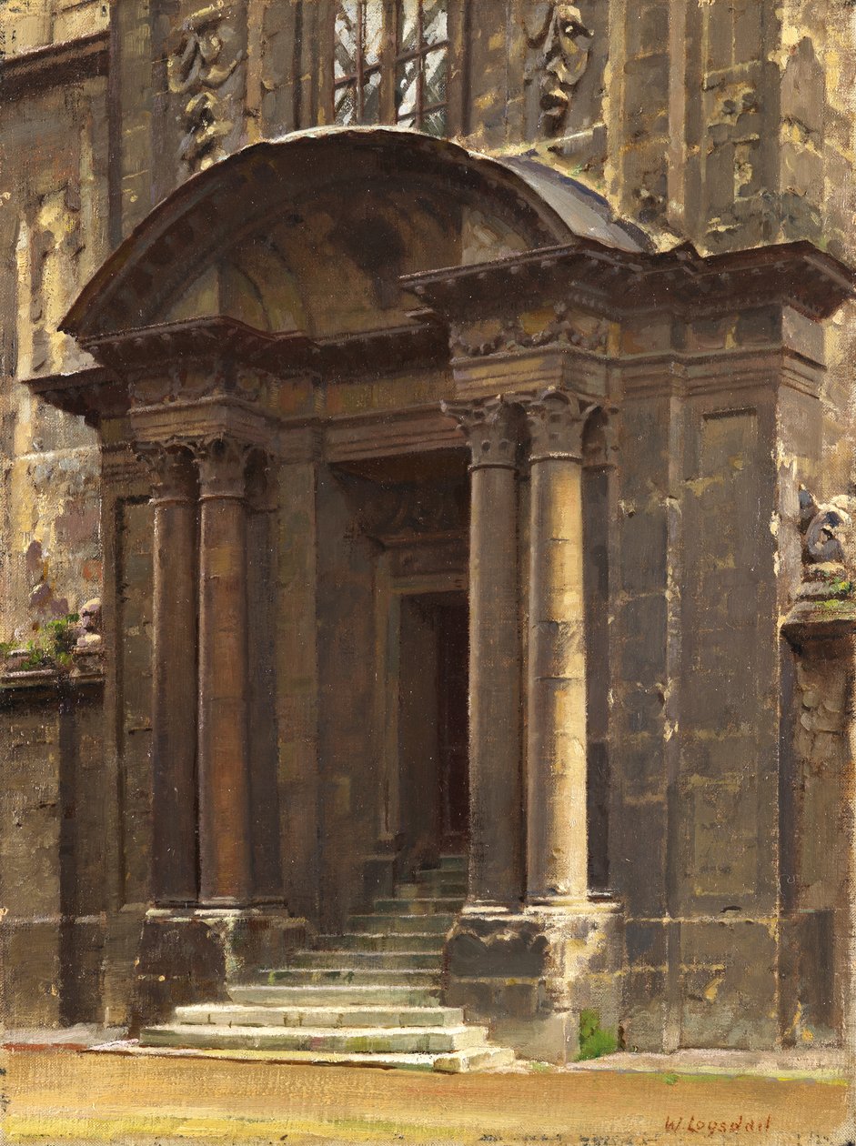 The Porch of the Old Ashmolean, Oxford af William Logsdail