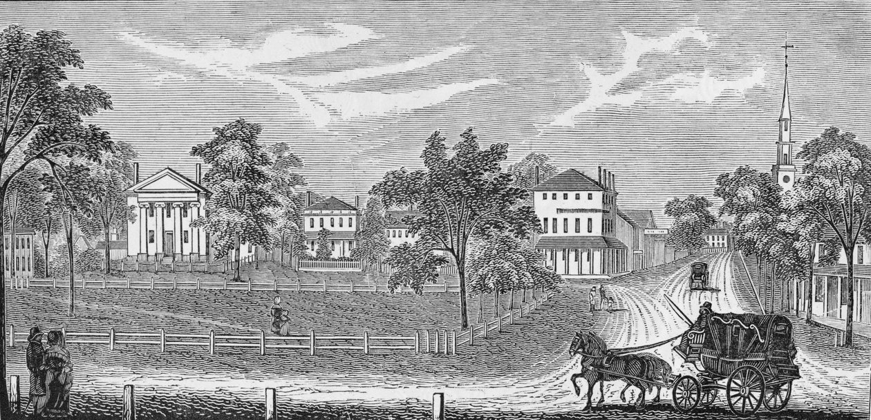 Præsident Lincoln forlader Davis Mansion, illustration fra 