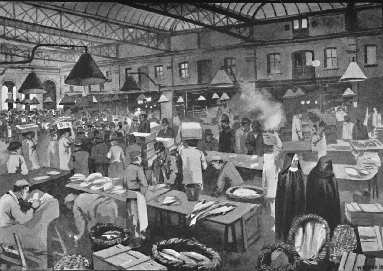 Billingsgate Market, tidlig morgen, 1891 af William Luker