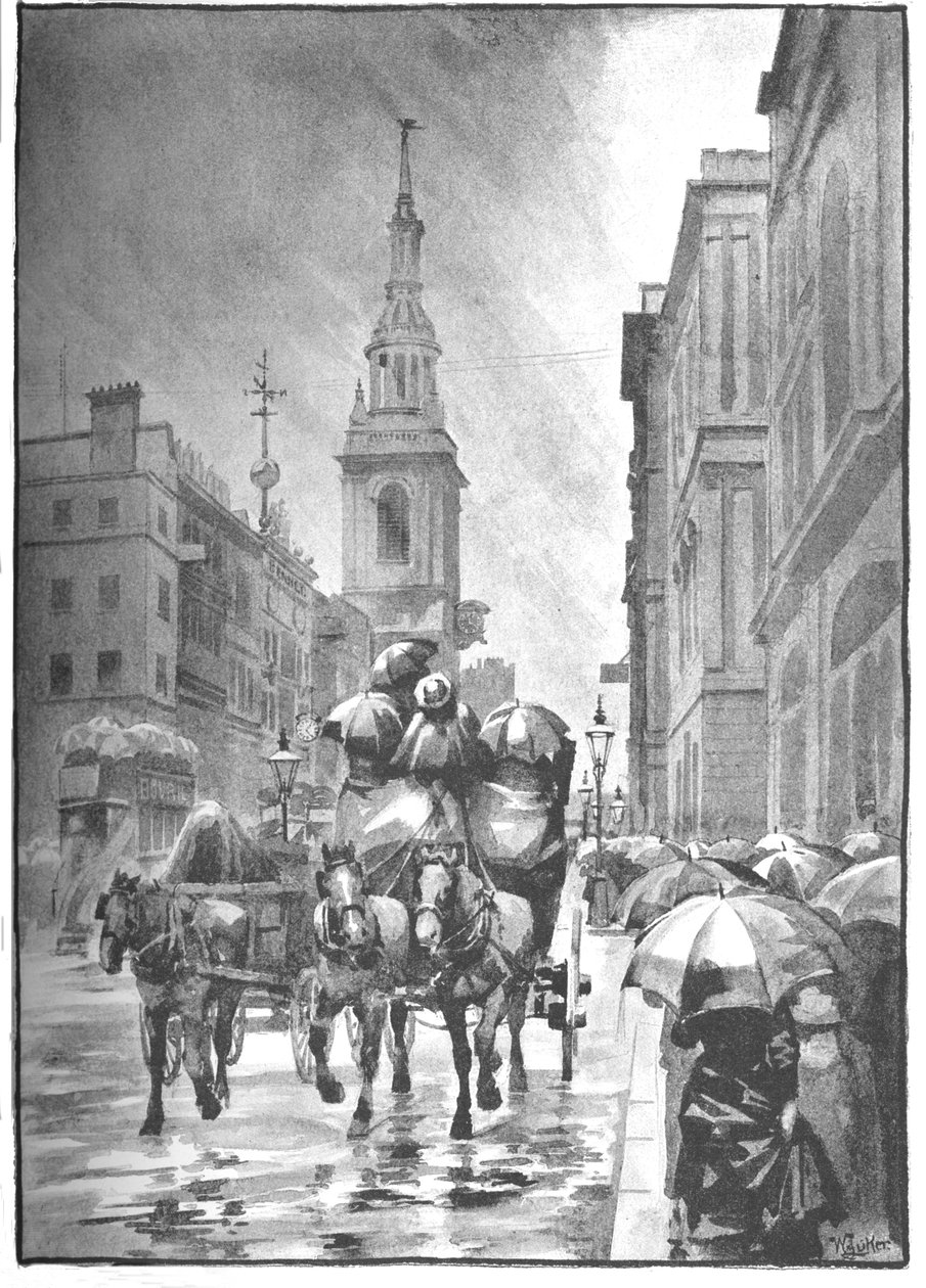 Cheapside - A Rainy Day, 1891 af William Luker