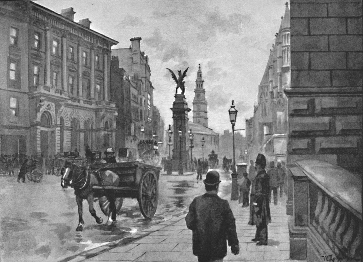 Fleet Street, viser Temple Bar Memorial og Childs Bank, 1891 af William Luker