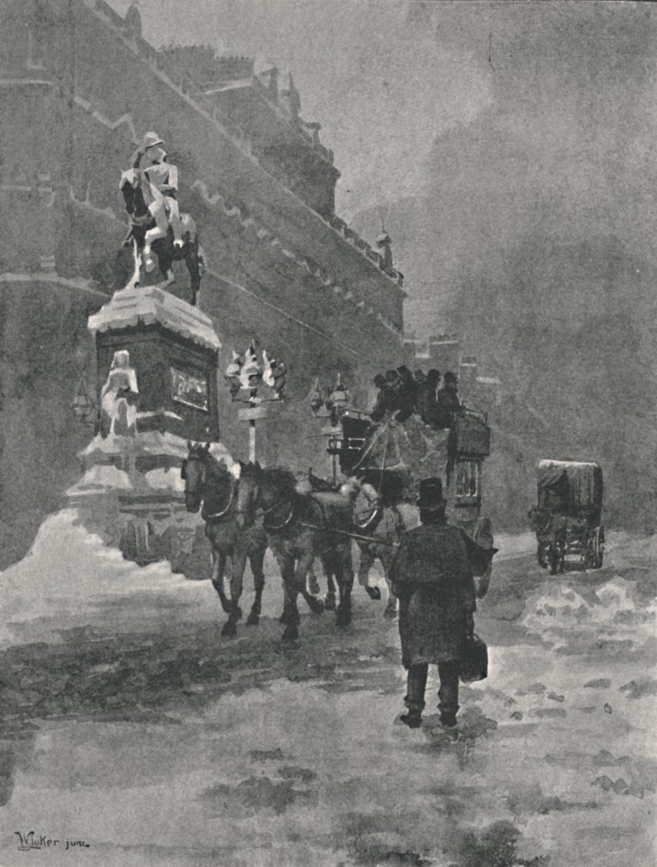 Holborn Circus - A Winters Morning, 1891 af William Luker