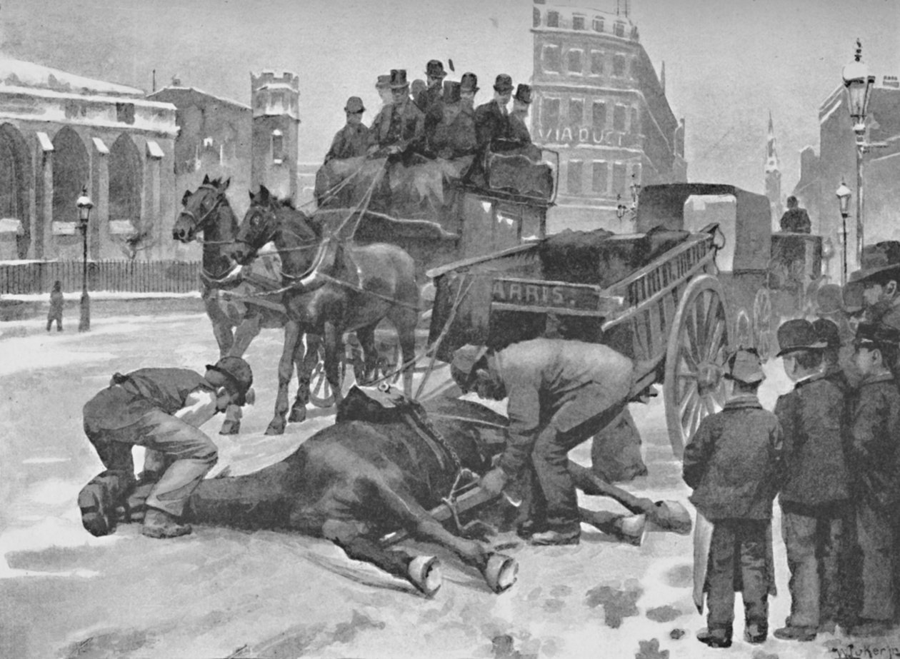 Holborn Viaduct - En glat dag, 1891 af William Luker