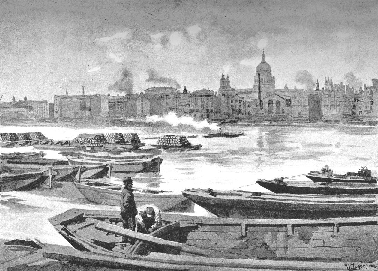 St. Pauls Cathedral fra South Bank of the River, 1891 af William Luker