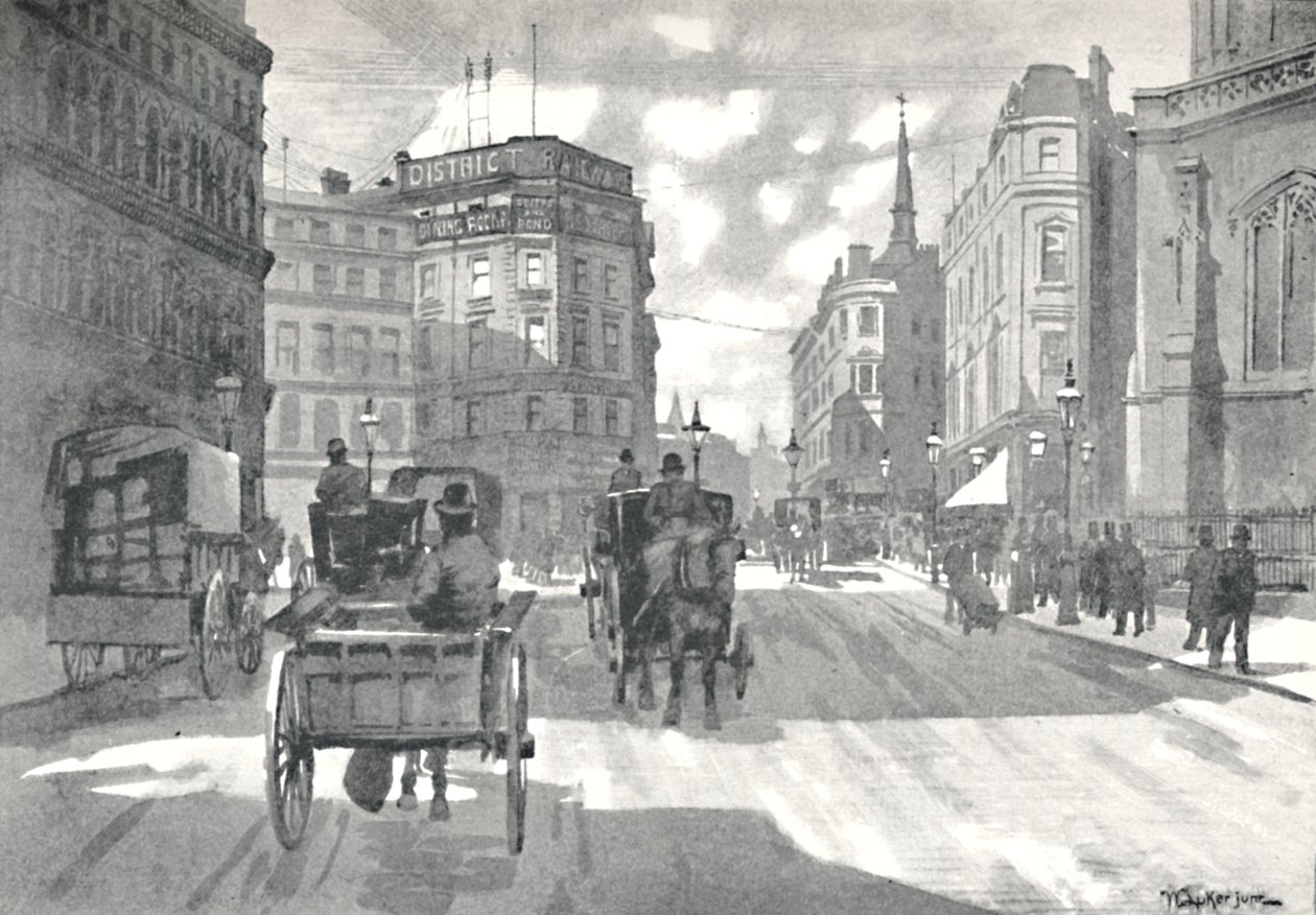 The Mansion House Station, District Railway Queen Victoria Street, 1891 af William Luker