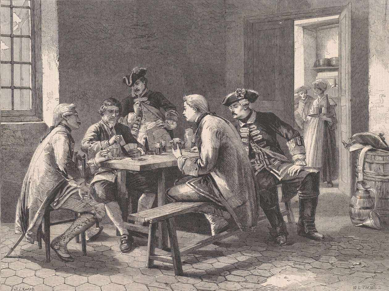 Soldiers Playing at Cards, fra Illustrated London News, 4. maj 1861 af William Luson Thomas