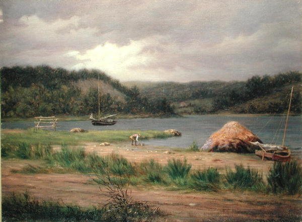 Clamming, Long Island (olie på lærred) af William M Davis