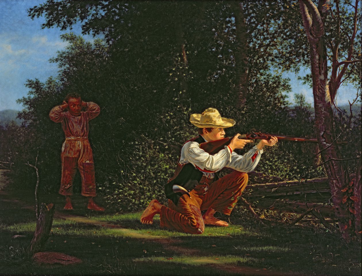 Drawing a Bead on a Woodchuck (olie på lærred) af William M Davis
