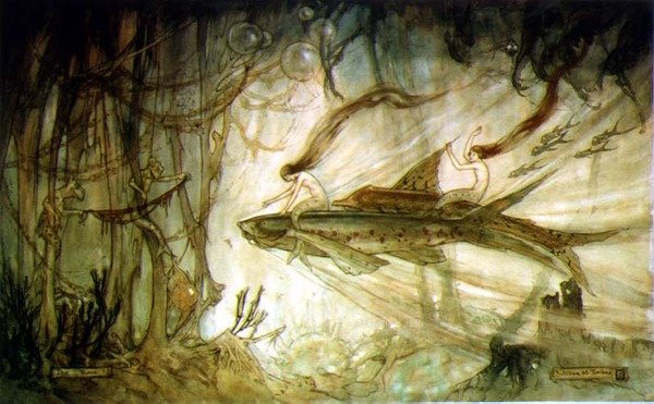 The Race (pen & blæk, akvarel på papir) af William M. Timlin