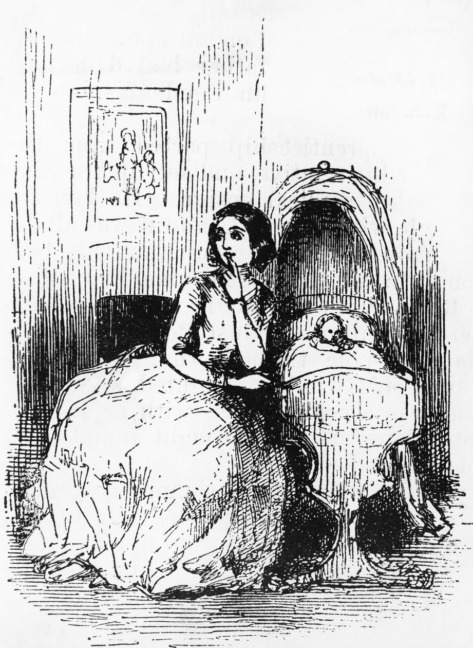 Kuvitus Pendenniksen historiaan, hänen onnensa ja epäonnensa, hänen ystäviensä ja suurimman vihollisensa, William Makepeace Thackerayn (1811-1863) romaani, William Makepeace Thackerayn (1811-1863) piirtämän kaiverrus, julkaistu vuonna 1888, Boston af William Makepeace Thackeray