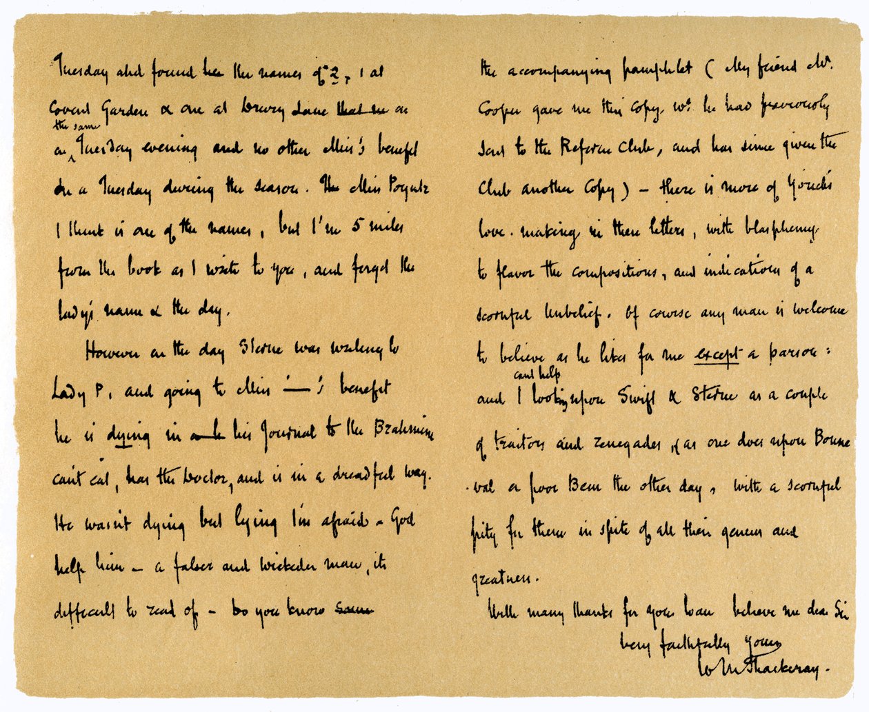 Brev fra William Makepeace Thackery til TW Gibbs, 12. september 1851. af William Makepeace Thackeray