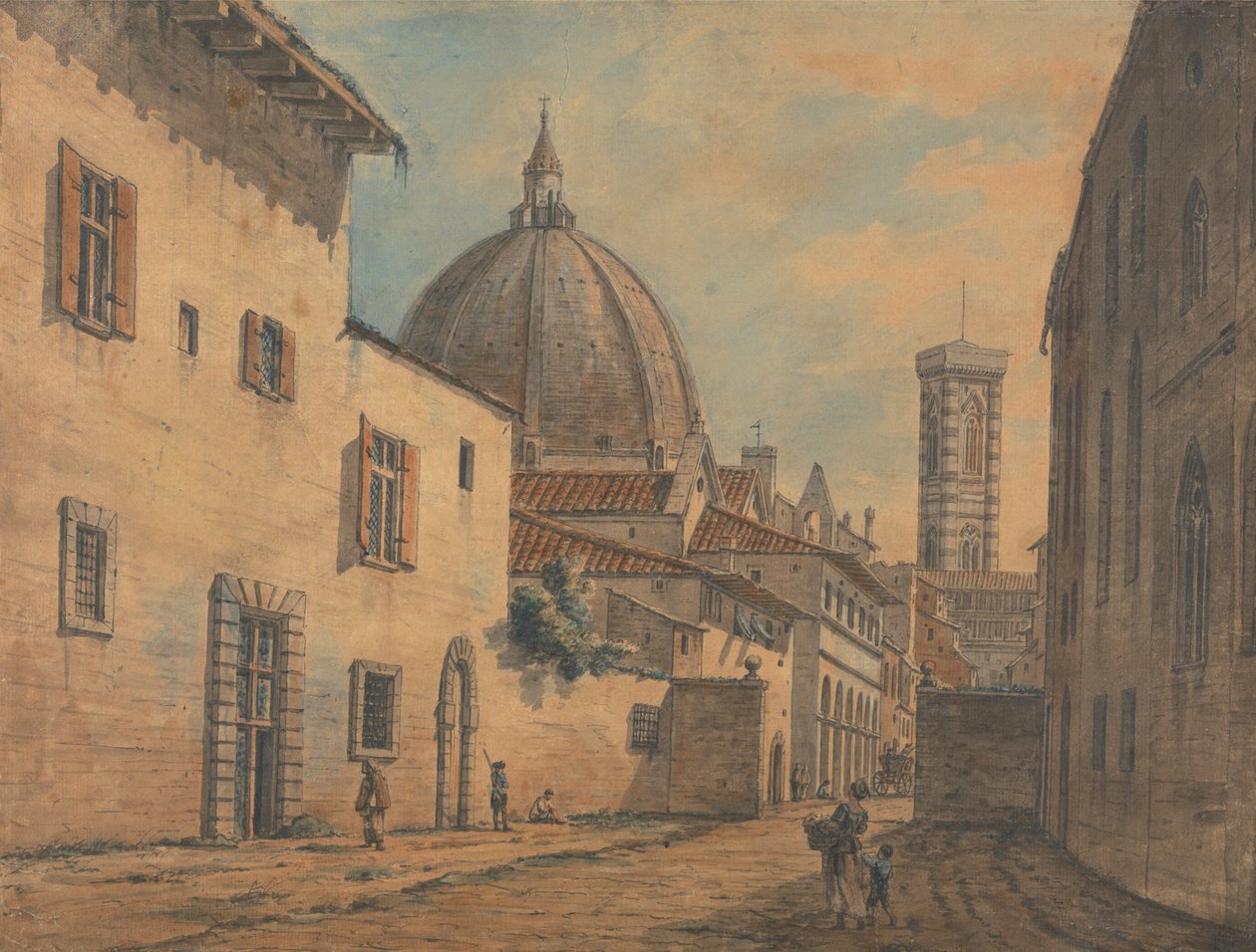En gade i Firenze med Duomo og Campanile i baggrunden af William Marlow