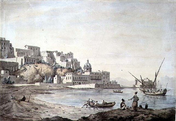 Borgo di Chiaia, Napoli, ca. 1767 (pen & blæk og akvarel på papir) af William Marlow