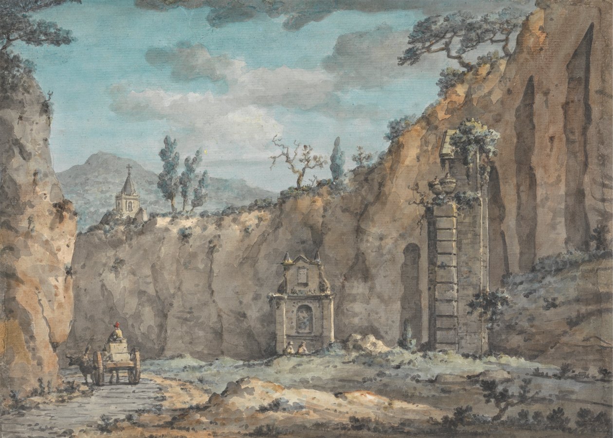 Oksevogn i grotten ved Posillipo af William Marlow