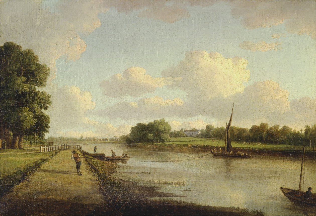Udsigt over Themsen ved Richmond (?), ca. 1776 (olie på lærred) af William Marlow