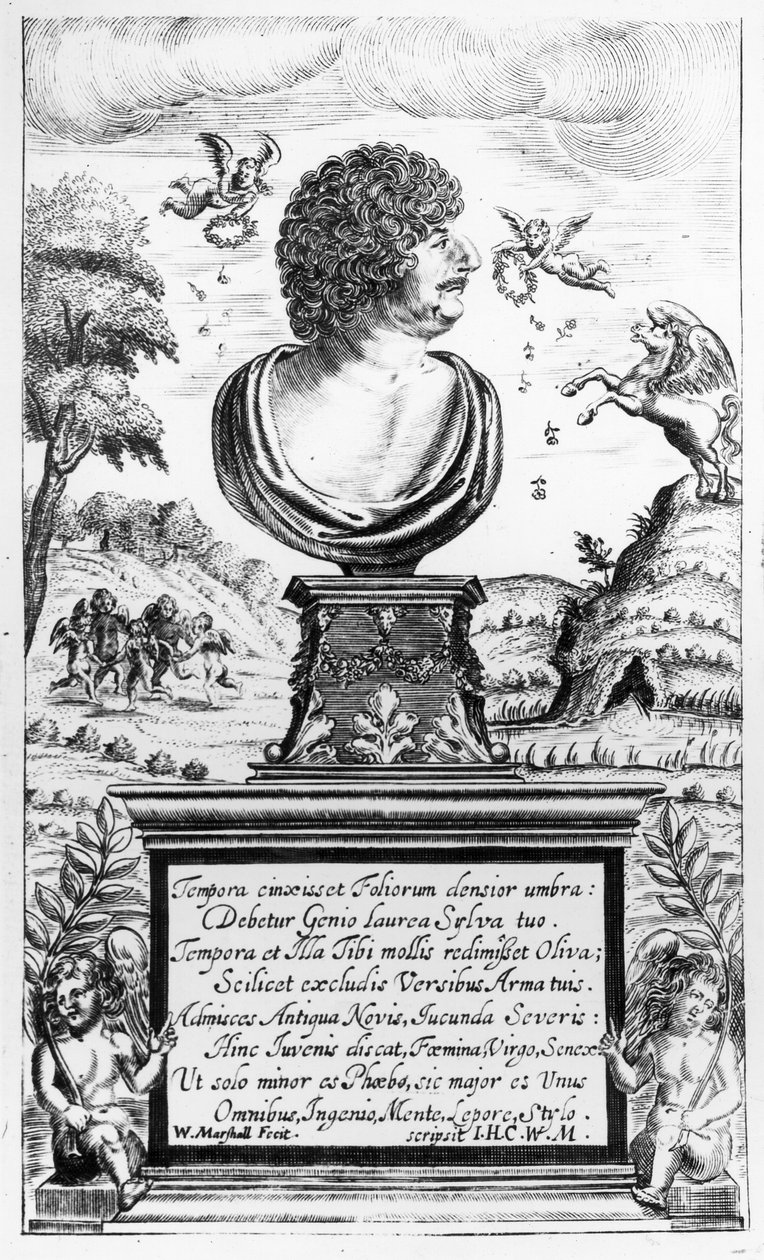 Robert Herrick (1591-1674), indgraveret af kunstneren (gravering) (bw foto) af William Marshall