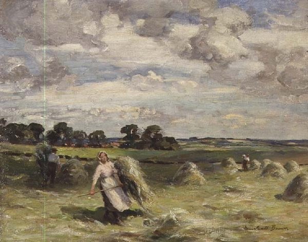 Høst nær Saltoun, East Lothian af William Marshall Brown