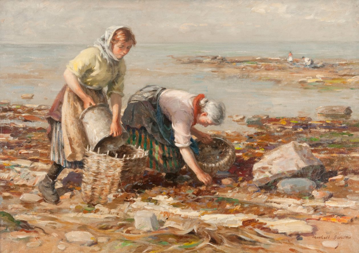 Muslingesamlere (olie på lærred) af William Marshall Brown