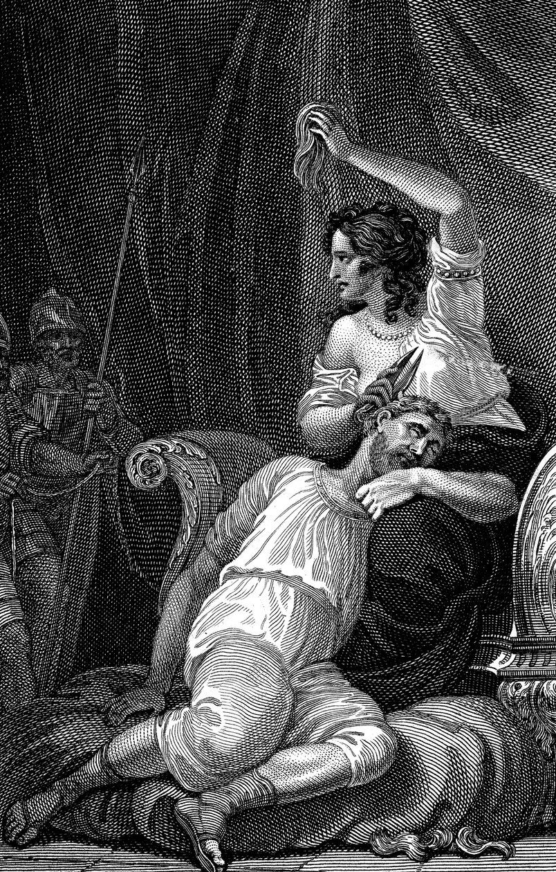 Delila klippede Samsons hår og tog dermed hans styrke, 1820 af William Marshall Craig