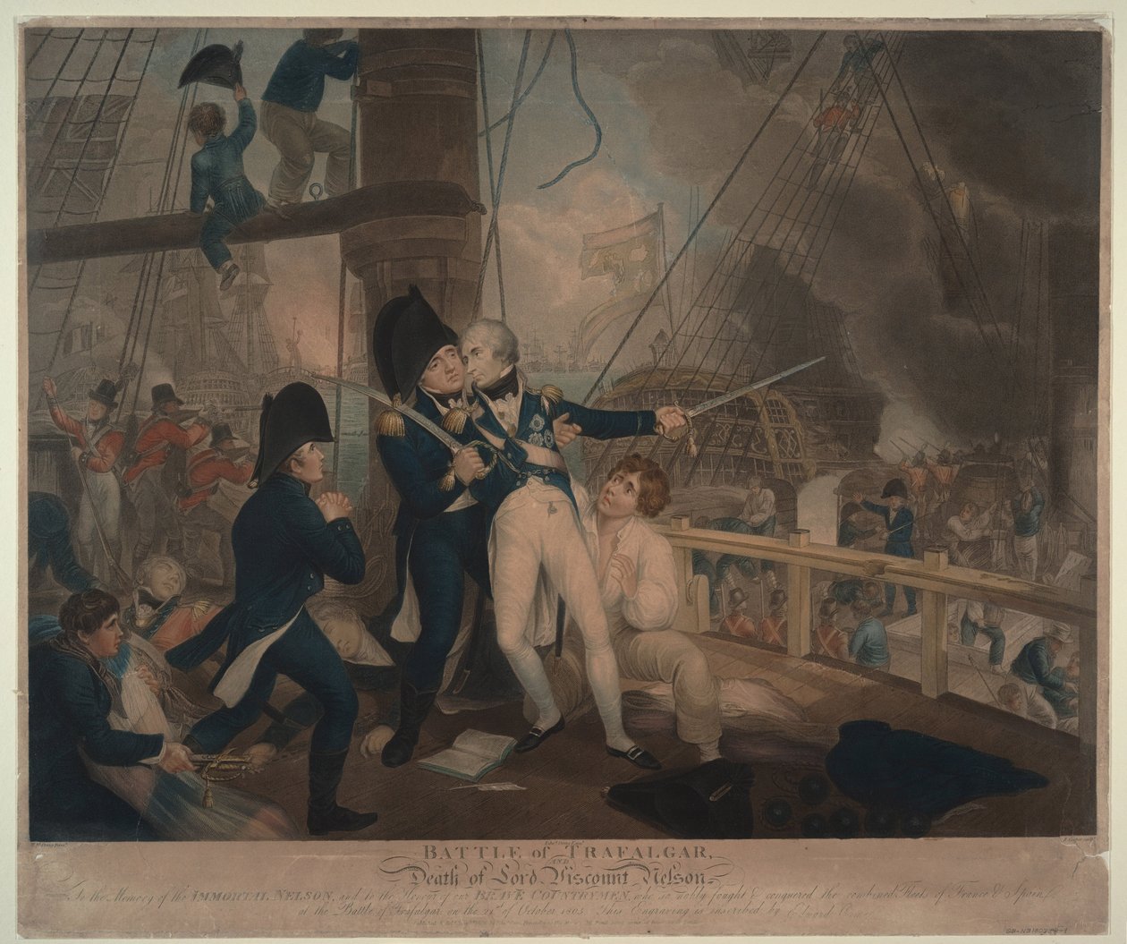 Slaget ved Trafalgar og Nelsons død, 1806 af William Marshall Craig