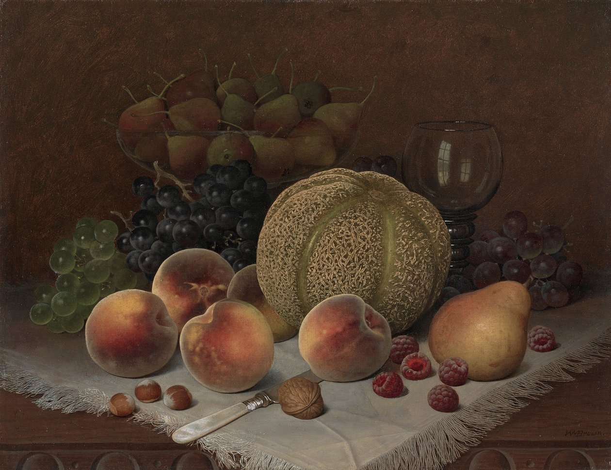 Stilleben med cantaloupe, ca. 1880 (olie på lærred) af William Mason Brown