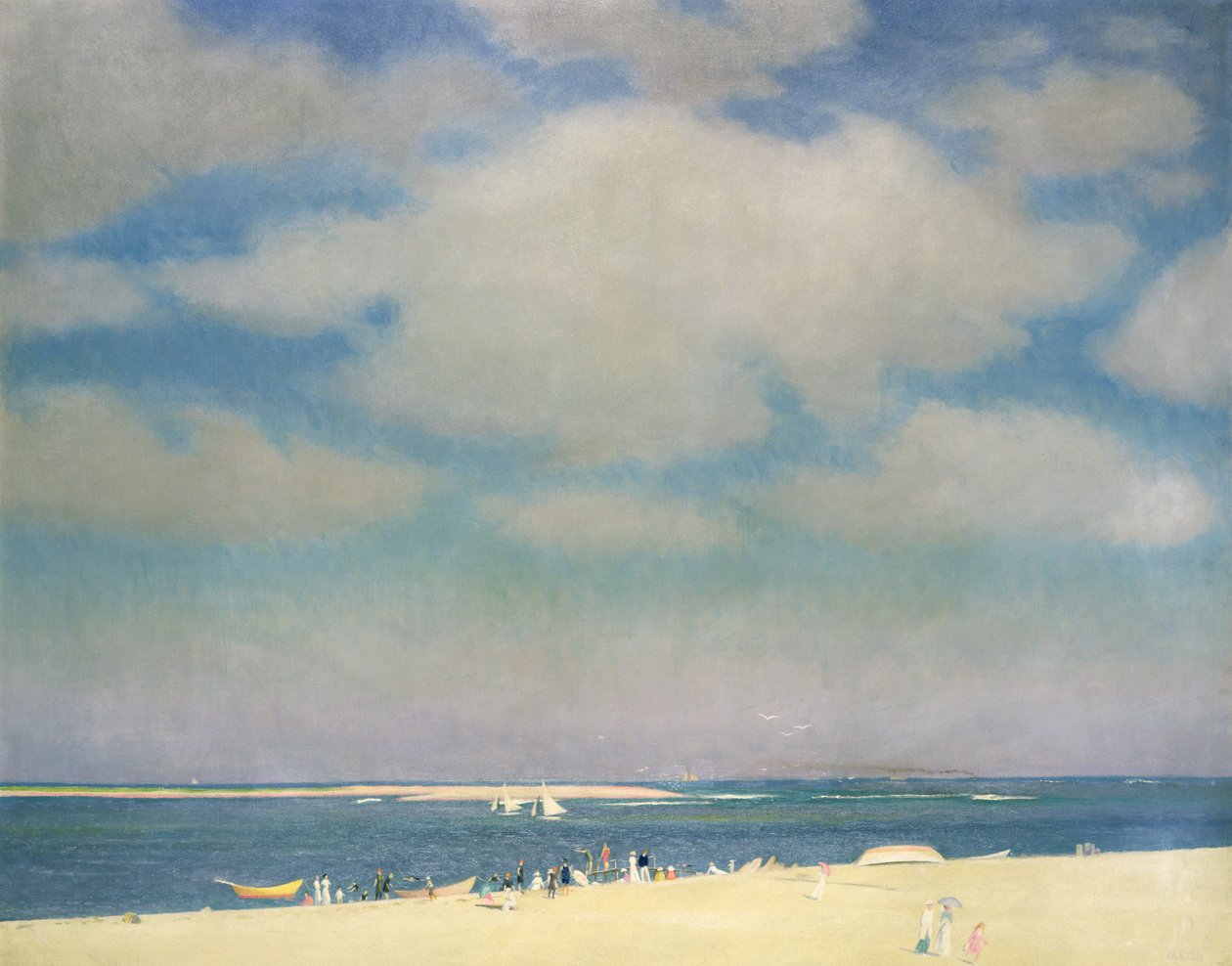 Havlandskab med sandstrand (The Beach at Chatham) ca. 1915 (olie på lærred) af William McGregor Paxton