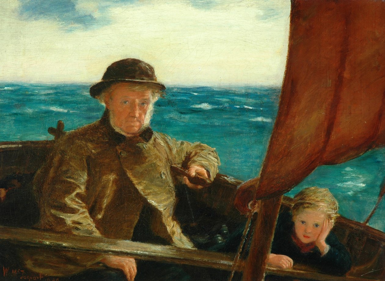 Far står ved roret, 1889 af William McTaggart