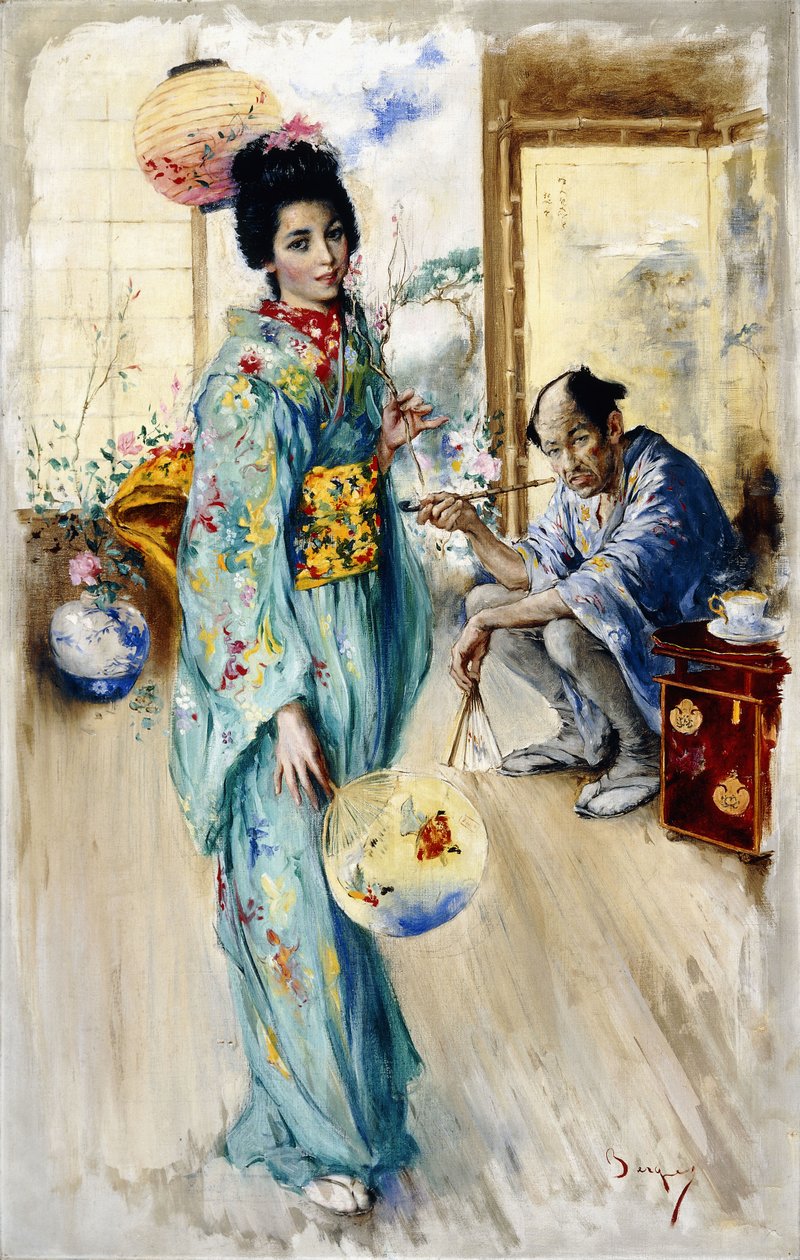 The Lady and Sada San (olie på lærred) af William Merritt Berger