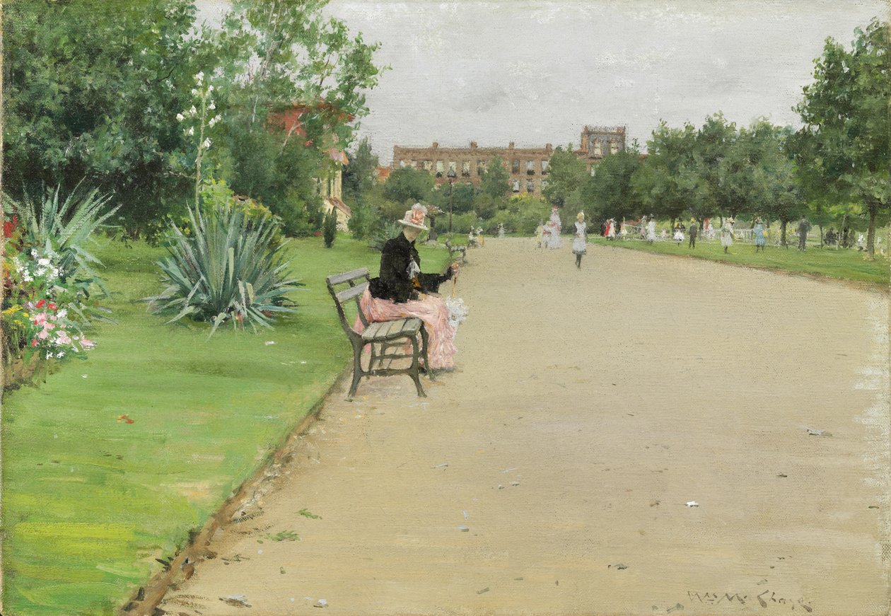 En bypark, ca. 1887 af William Merritt Chase