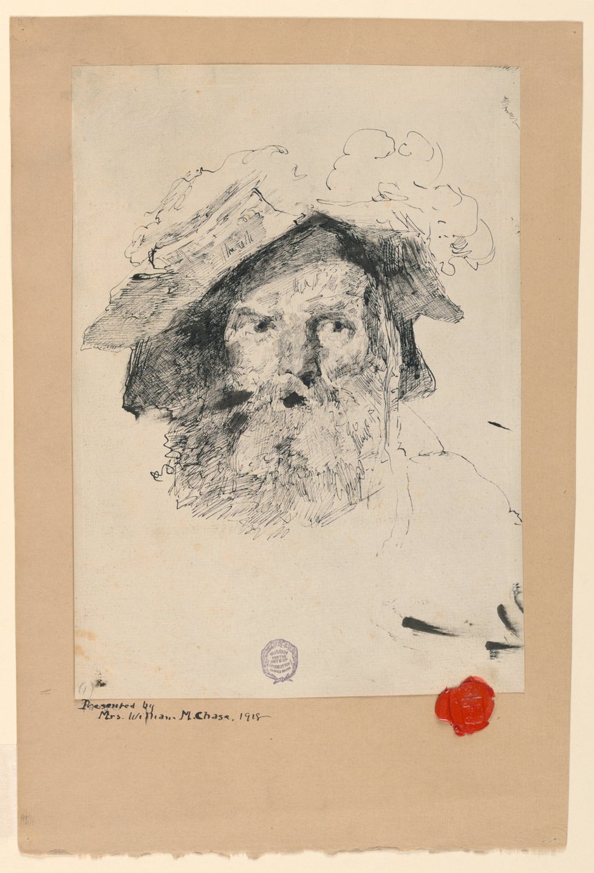 Tegning, Hoved af en skægget mand, 1872-78 af William Merritt Chase