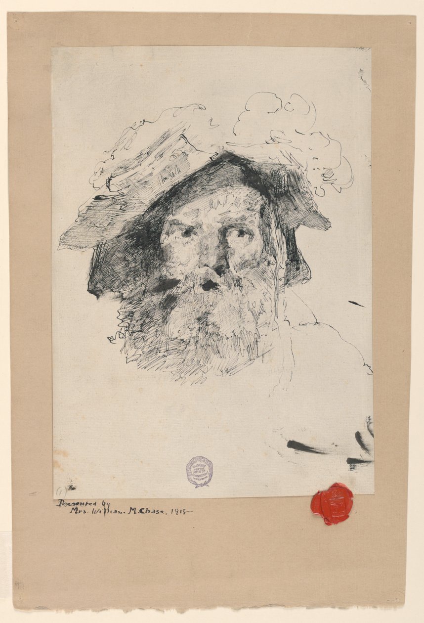Hovedet af en skægget mand af William Merritt Chase