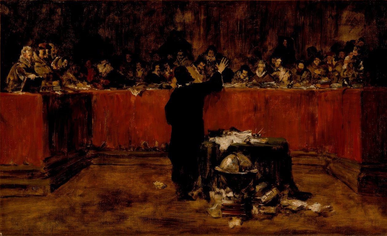 Columbus for rådet i Salamanca af William Merritt Chase