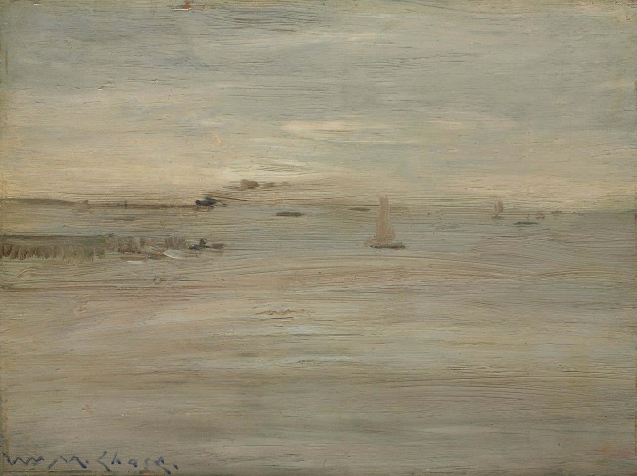 Marine, ca. 1888 (olie på træ) af William Merritt Chase