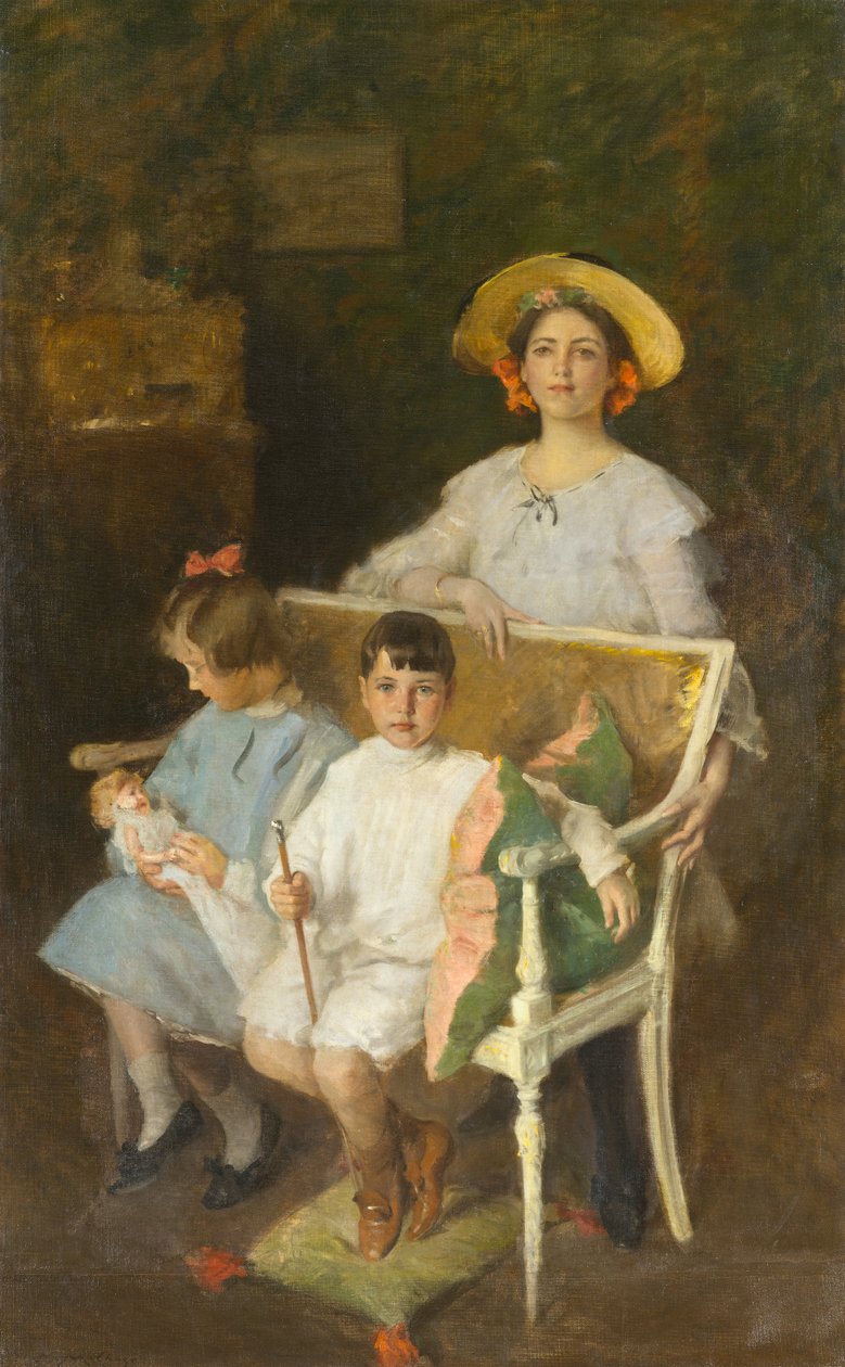 Portrætgruppe (Dorothy, Helen og Bob), ca. 1904 (olie på lærred) af William Merritt Chase