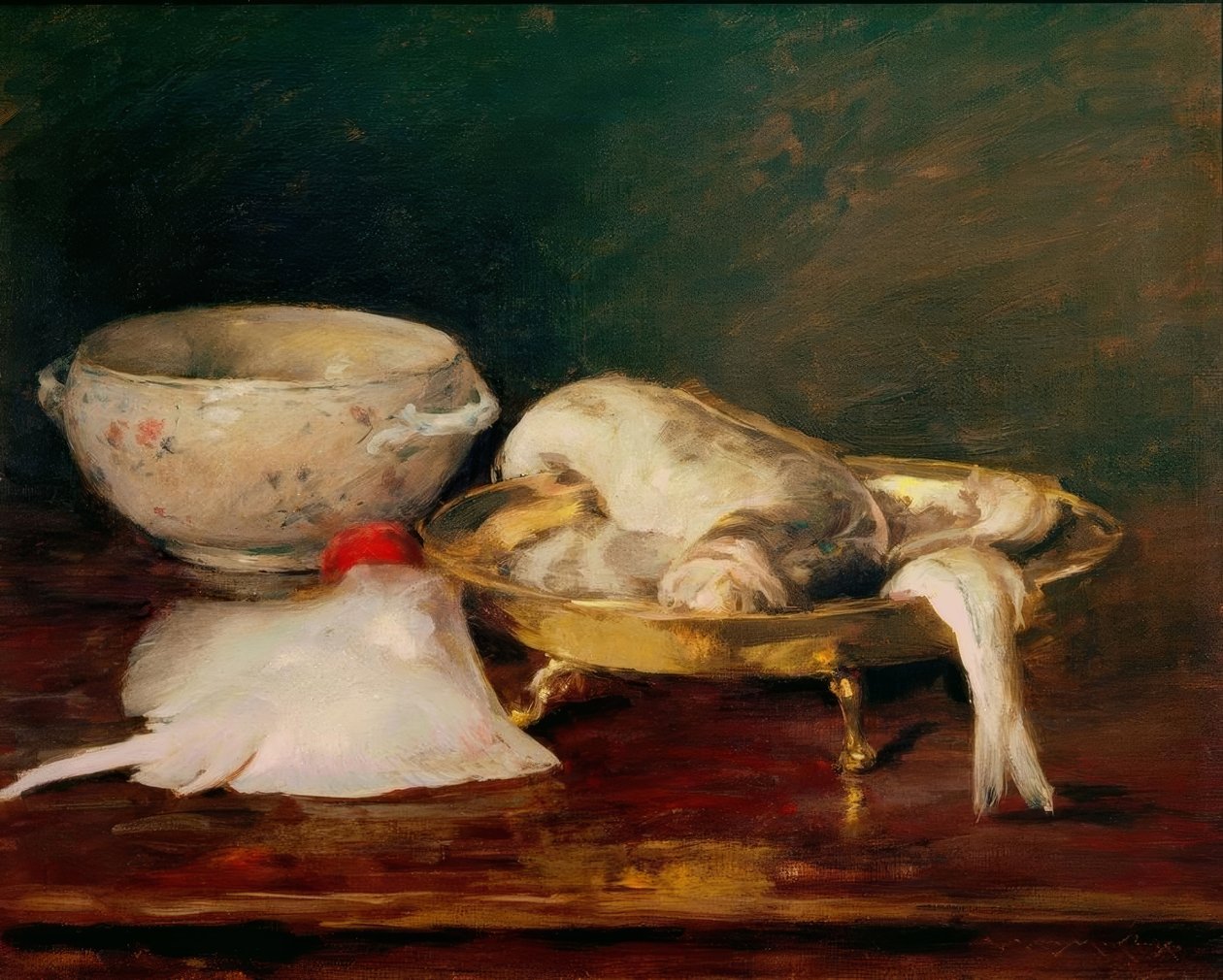 Stilleben med fisk af William Merritt Chase