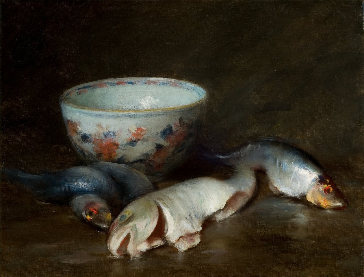 Stilleben med fisk 1910 (Olie på lærred) af William Merritt Chase