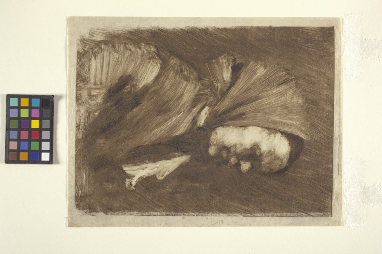 Kvinde i tørklæde (monoprint) af William Merritt Chase