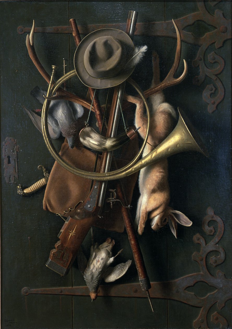 Efter jagten (3. version) 1884 (olie på lærred) af William Michael Harnett