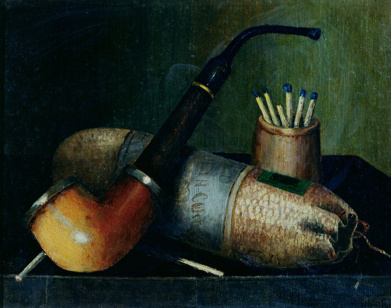 Stilleben med pibetobak og tændstikker af William Michael Harnett