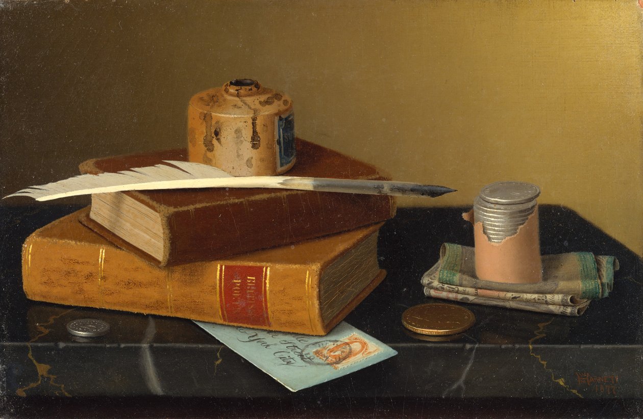 The Bankers Table, 1877. af William Michael Harnett