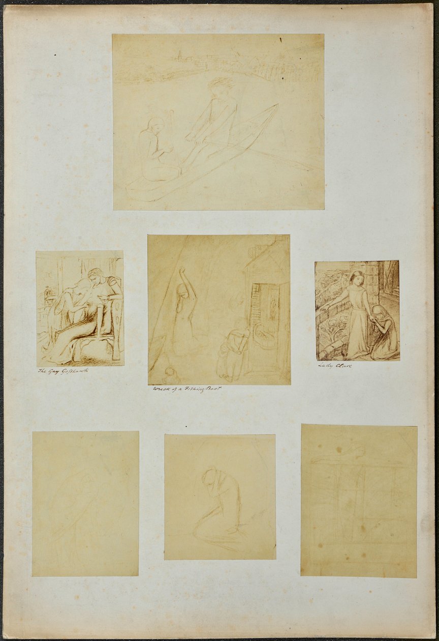Studier til "The Gay Goshawk", "Wreck of a Sailing Boat", "Lady Clare" og andre skitser af William Michael Rossetti