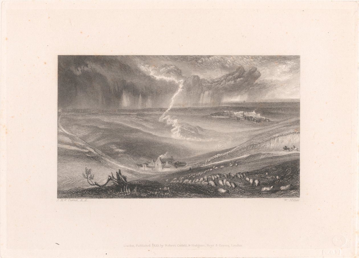 Field of Waterloo med lyn af William Miller
