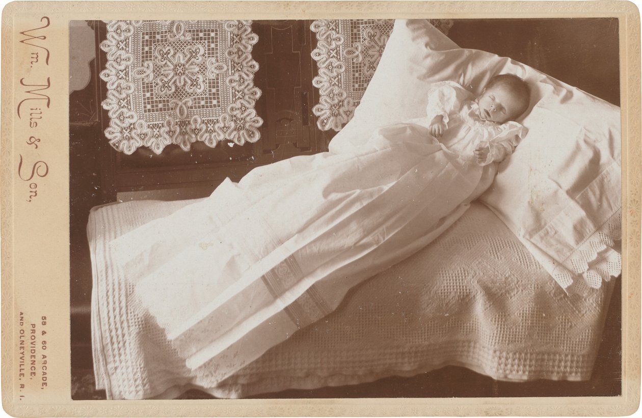 Post-mortem baby på seng, 1880