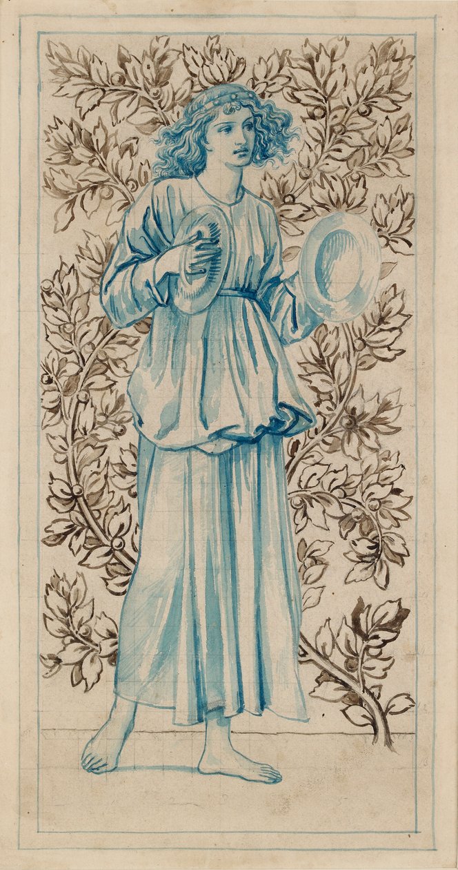 En kvinde, der spiller bækkener, slutningen af det 19. århundrede af William Morris