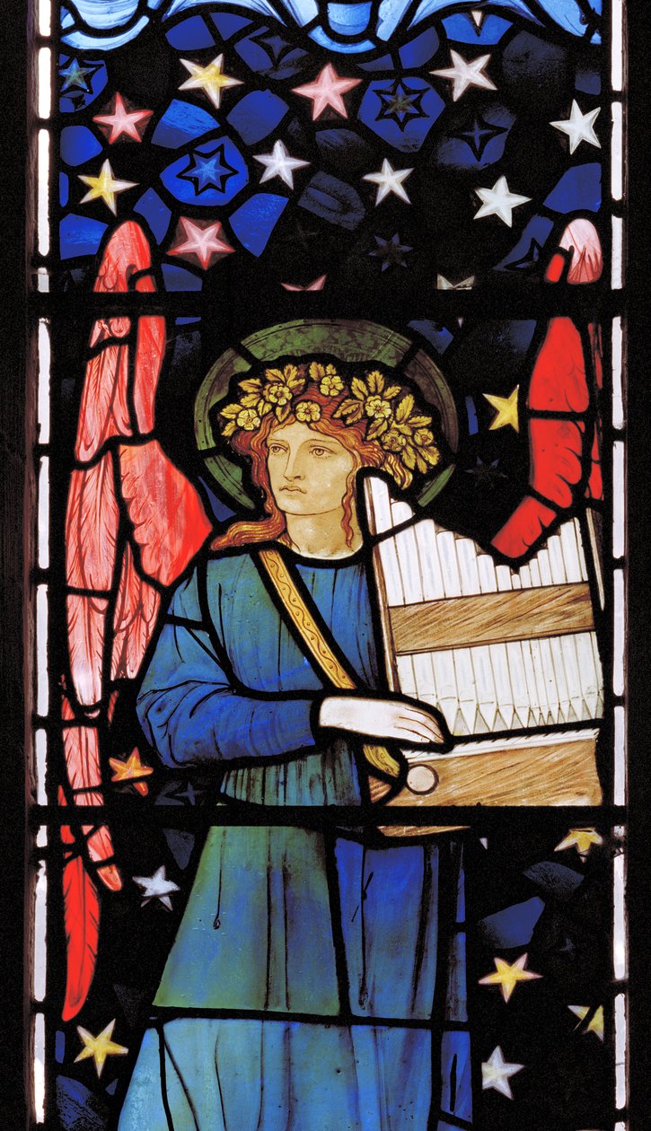 Englen musiker, 1881 (glasmaleri) af William Morris