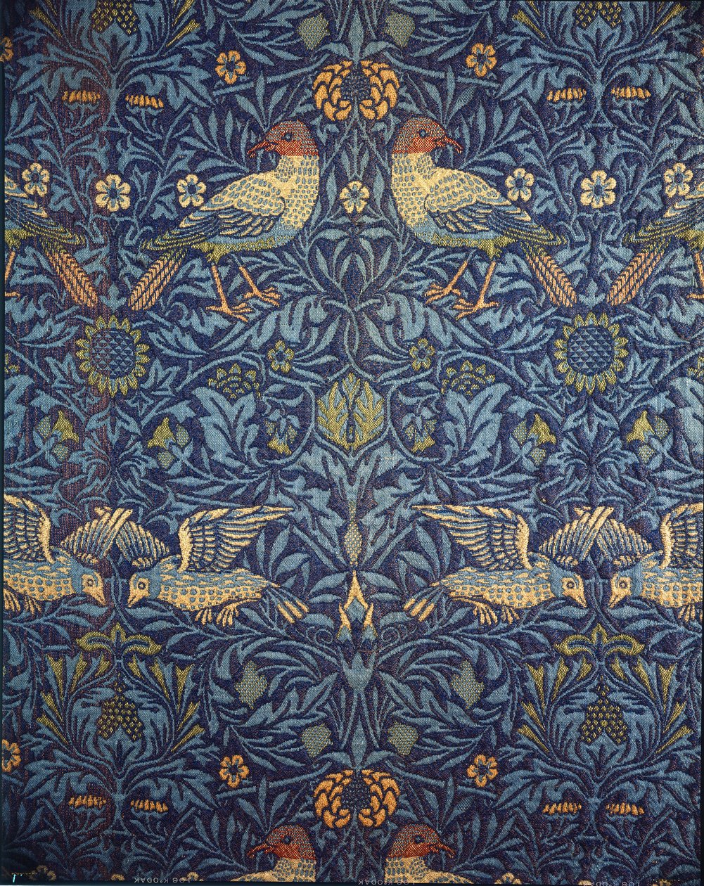 Fugle. Dekorativt stof, 1878. af William Morris